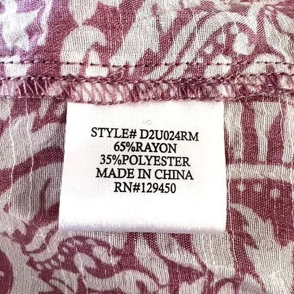 FRED DAVID Women's 3/4 Sleeve High-low Blouse Pink/White Size S Rayon/Polyester - Picture 9 of 10